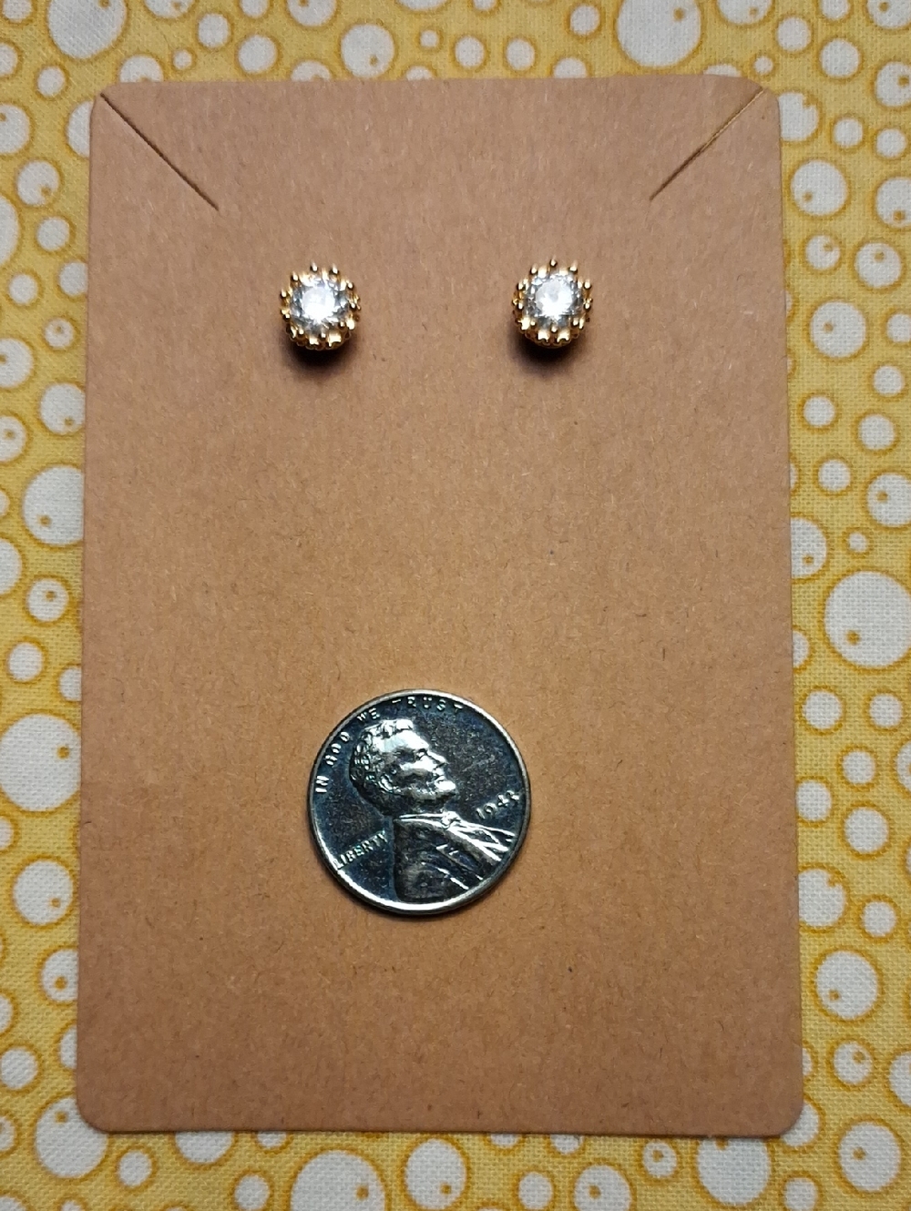 Gold-Tone Clear Crystal Stud Earrings - Elegant Women's Jewelry